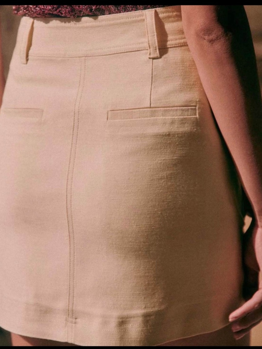 Sézane Gillyne Skirt Cream/Ecru Utility Mini Button Pocket French Sustainable - Picture 2 of 8
